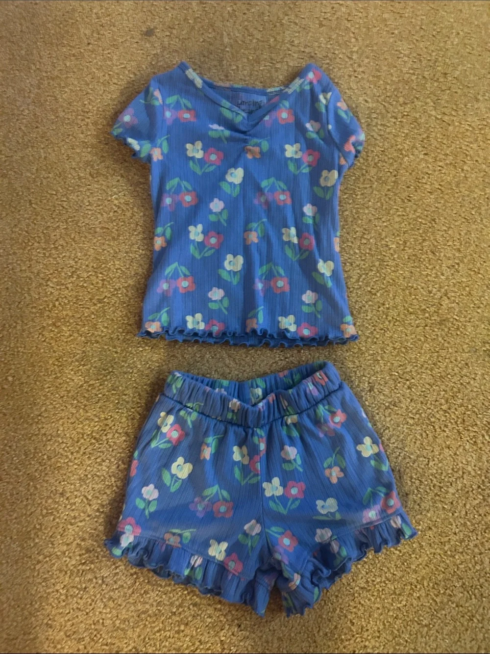 jumping beans Blue Floral Short Sleeve Pajama Set